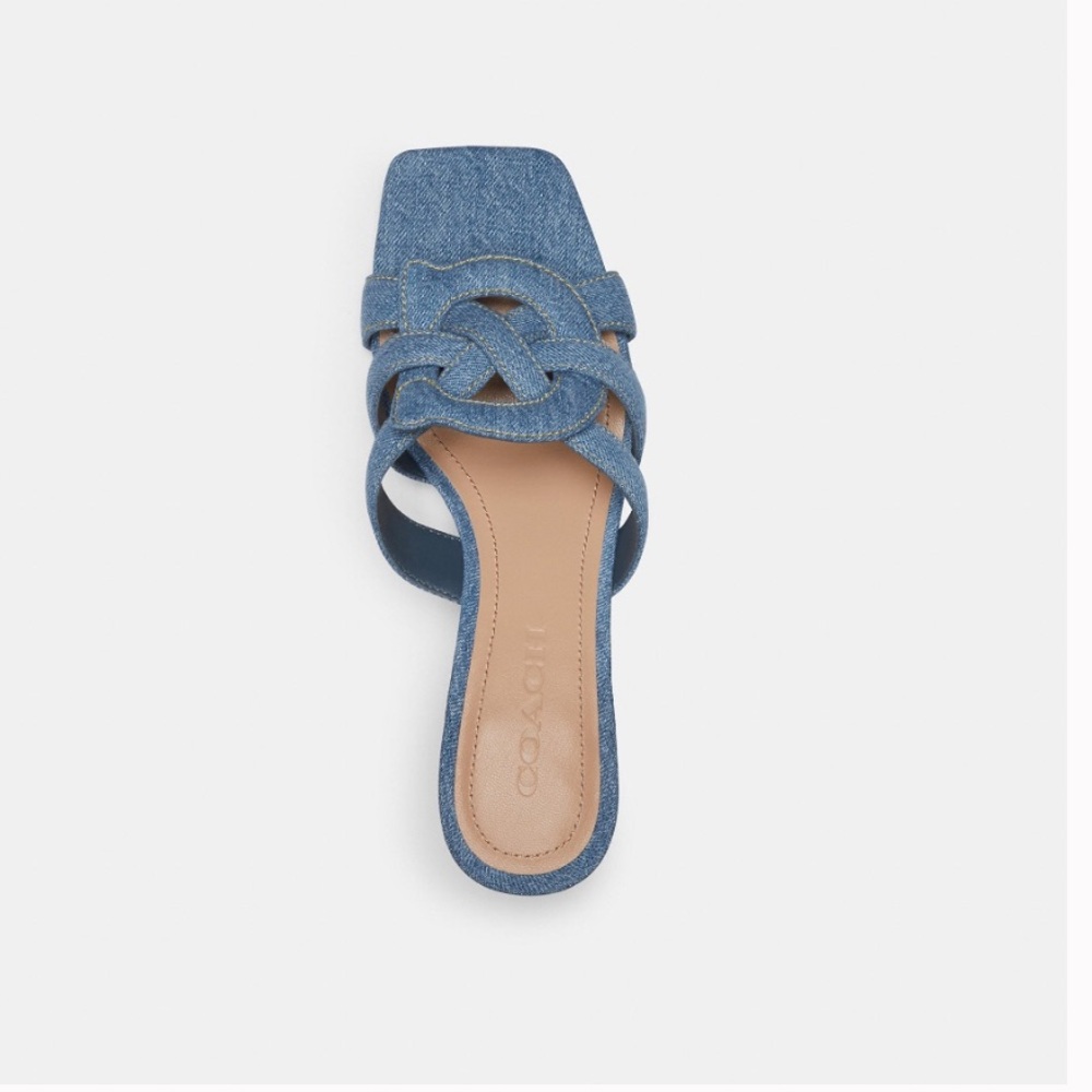 NWT Price is firm Coach lady’s Nikki Sandal denim Size 7B CS077 true to size - Picture 5 of 6